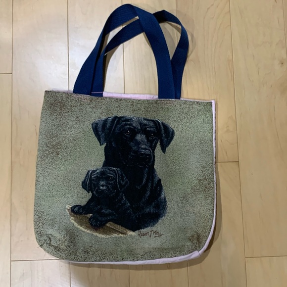 Hand Crafted Accessories - Tote bag Black lab with Puppy 
By Robert J. May